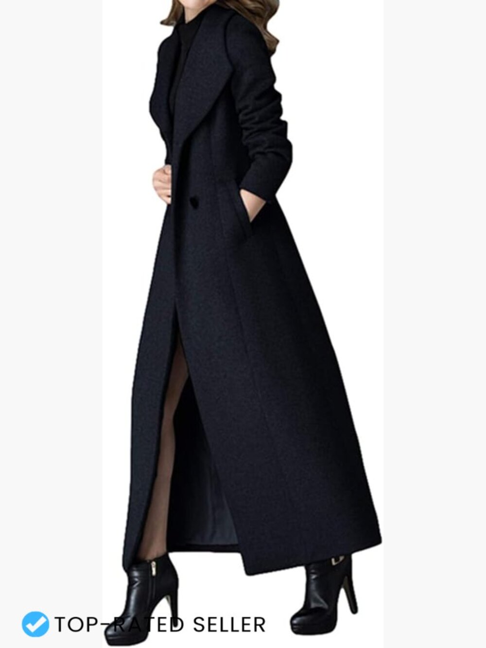 Wool Blend Trench Coat Double Breasted Long Winter Classic Jacket